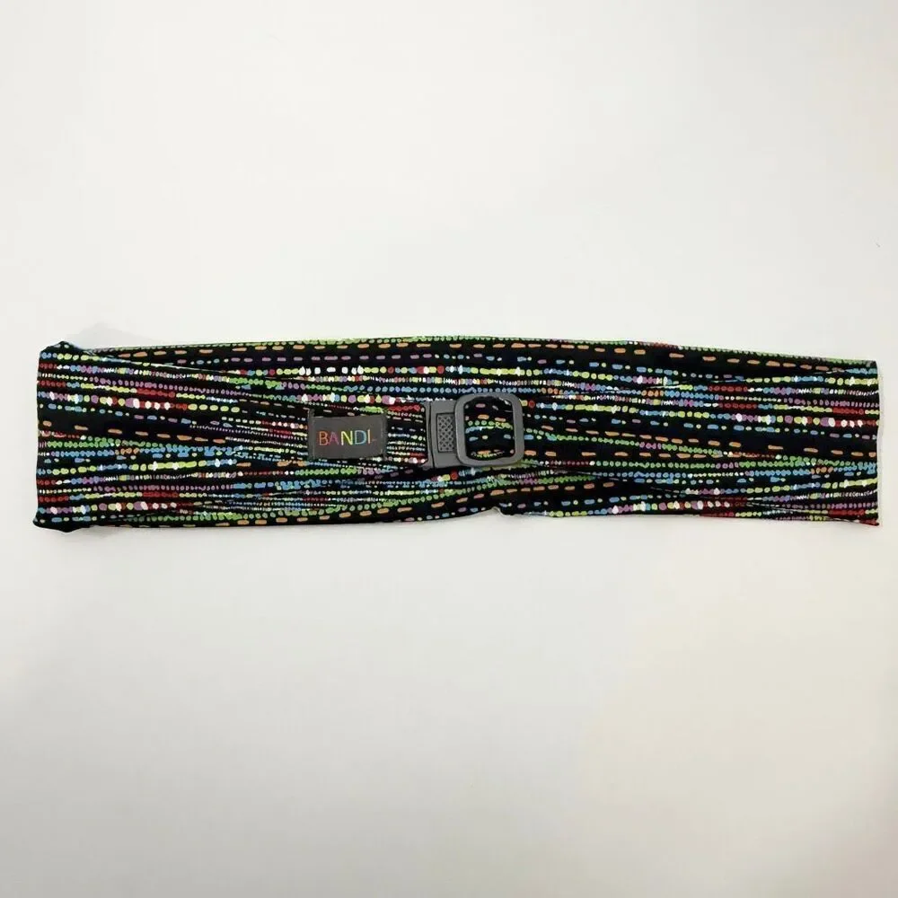 Bandi Nylon Pocketed Belt Bag in Confetti on Black - With Clip - OSFM 28”- 42”